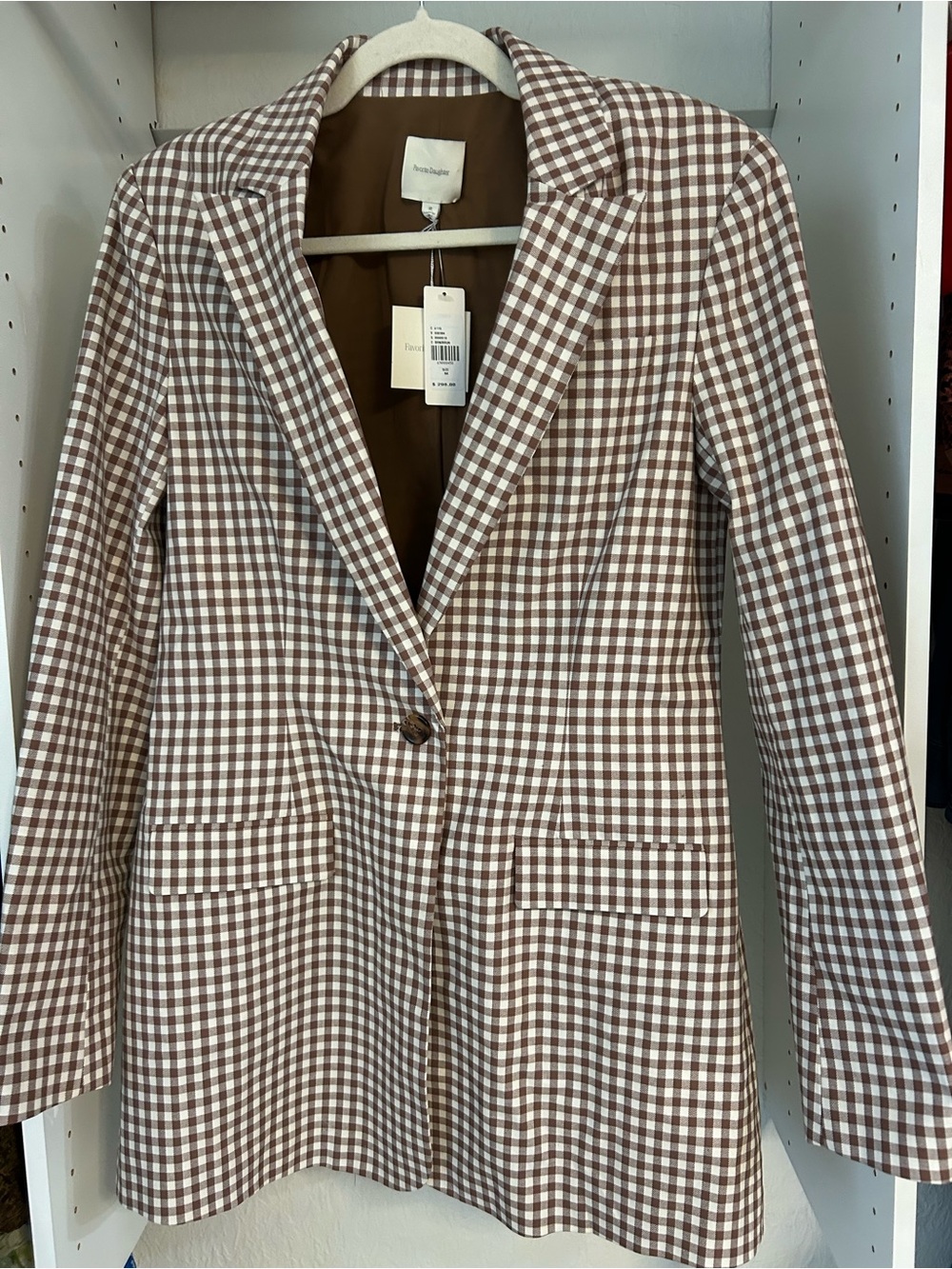 Anthropologie Favorite Daughter The Break-Up Blazer brown gingham check print - Picture 2 of 9